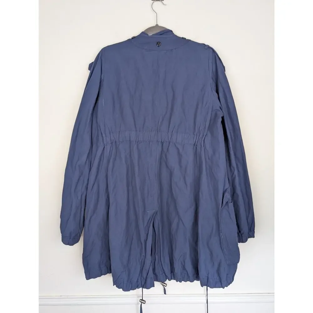 L'Agence Parka Jacket Metallic Utility Designer Luxury Pockets Blue Size M